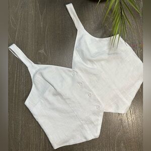 H&M White Vest Halter Top Size L Tank Top